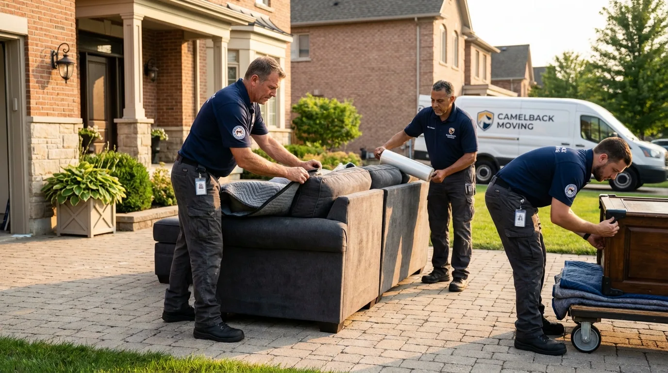 Large estate moving crew wrapping furniture in Elizabeth, PA